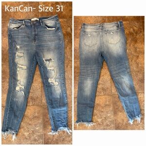 KanCan Women's Distressed Blue Jeans